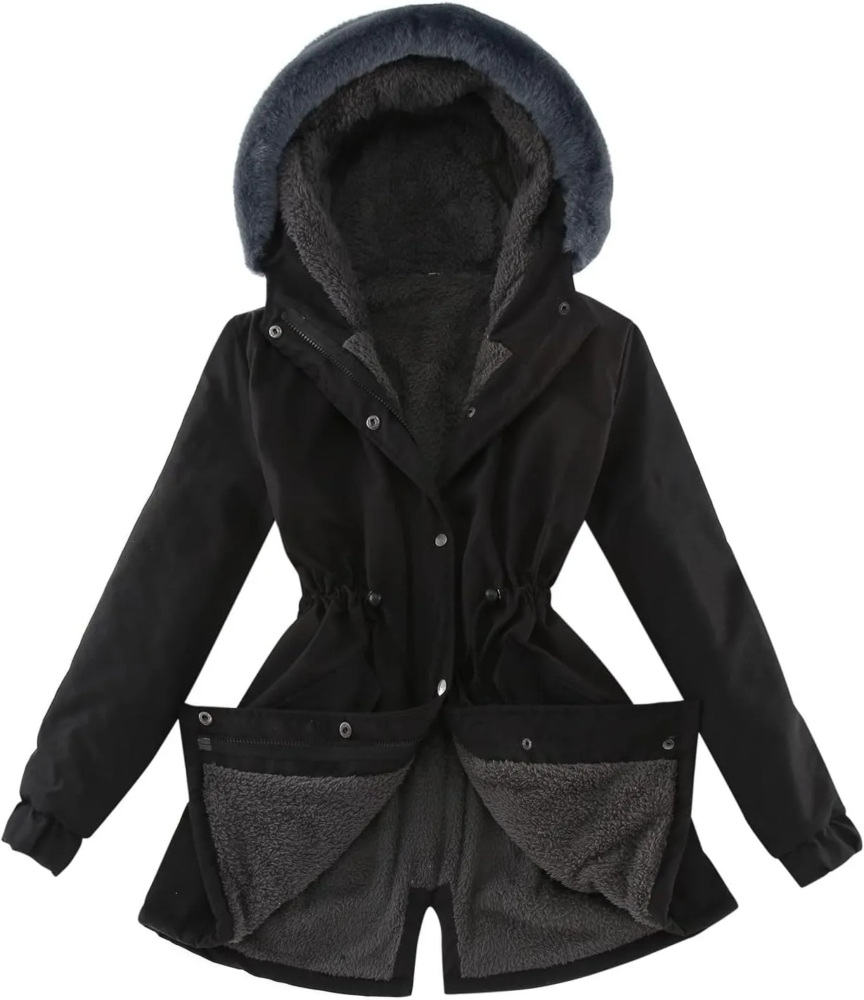 2023 Winter Coat for Women Fleece Lined Overcoat Warm Windbreaker Jacket Ladies Thicken Long Hooded Coats Plus Size Outwear