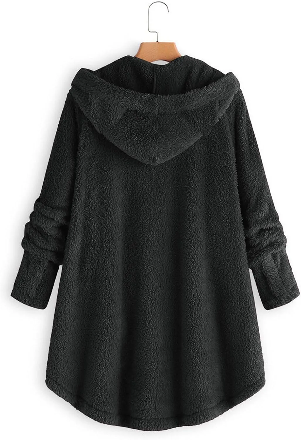 2024 Women's Plus Size Winter Coats Warm Fleece Jakcets Cute Casual Plush Fuzzy Button Hoodie Sweatshirt Loose Soft Outwear