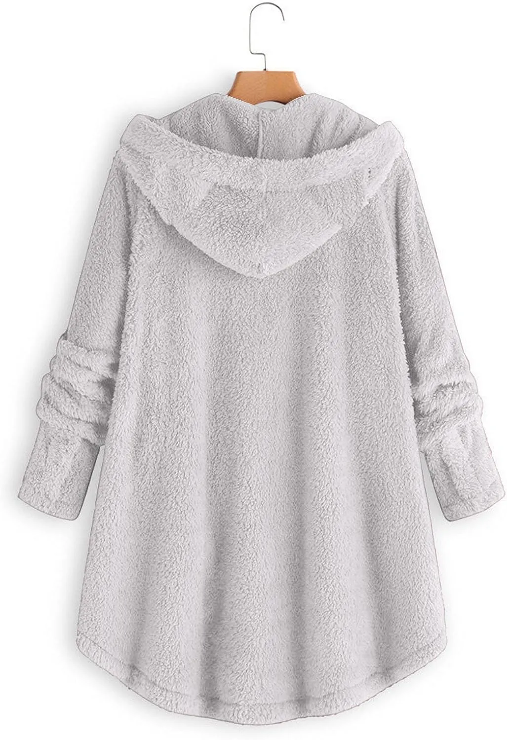 2024 Women's Plus Size Winter Coats Warm Fleece Jakcets Cute Casual Plush Fuzzy Button Hoodie Sweatshirt Loose Soft Outwear