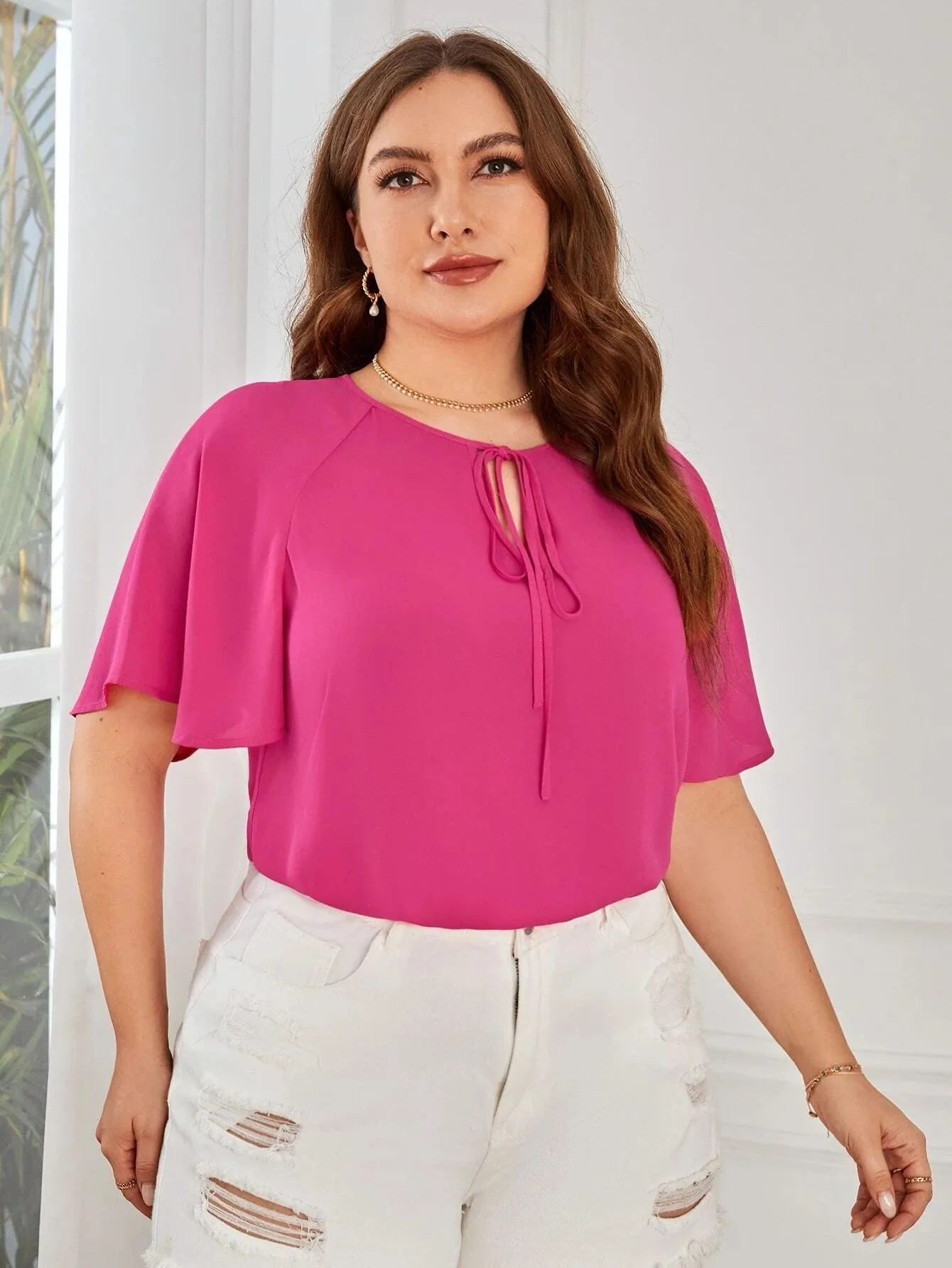 Blusa Classica Com Gola De Amarração - Flora
