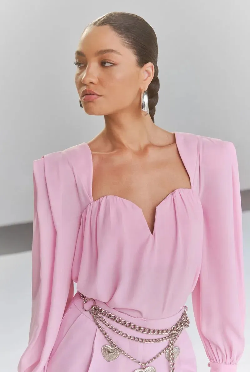 Blusa Nxt Lvl Rosa Danny Manga Longa