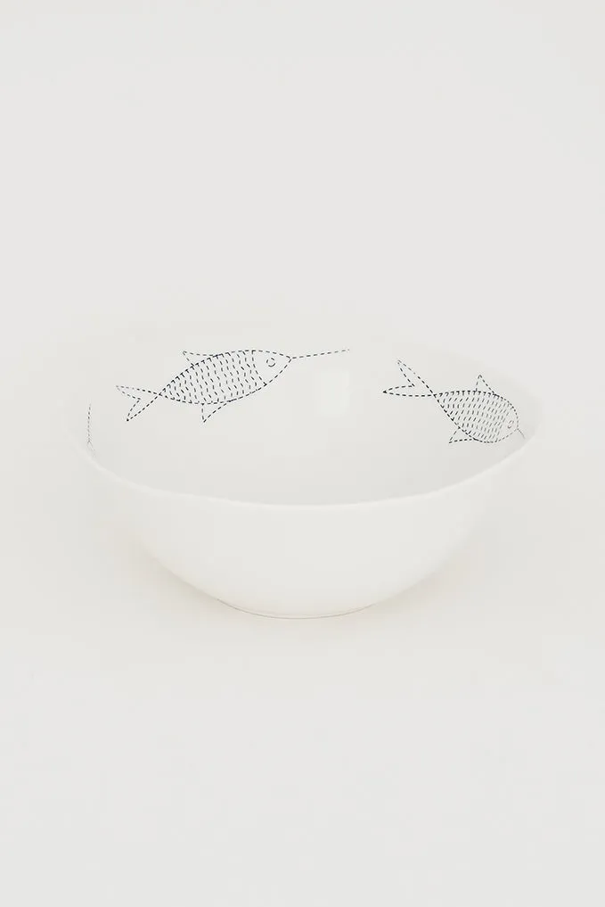 Bol de porcelana con peces grande