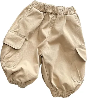 Boys Baggy Cargo Pants Hip Hop Wide Leg Trousers Casual Loose Long Pants Elastic Waisted Streetwear Palazzo Joggers