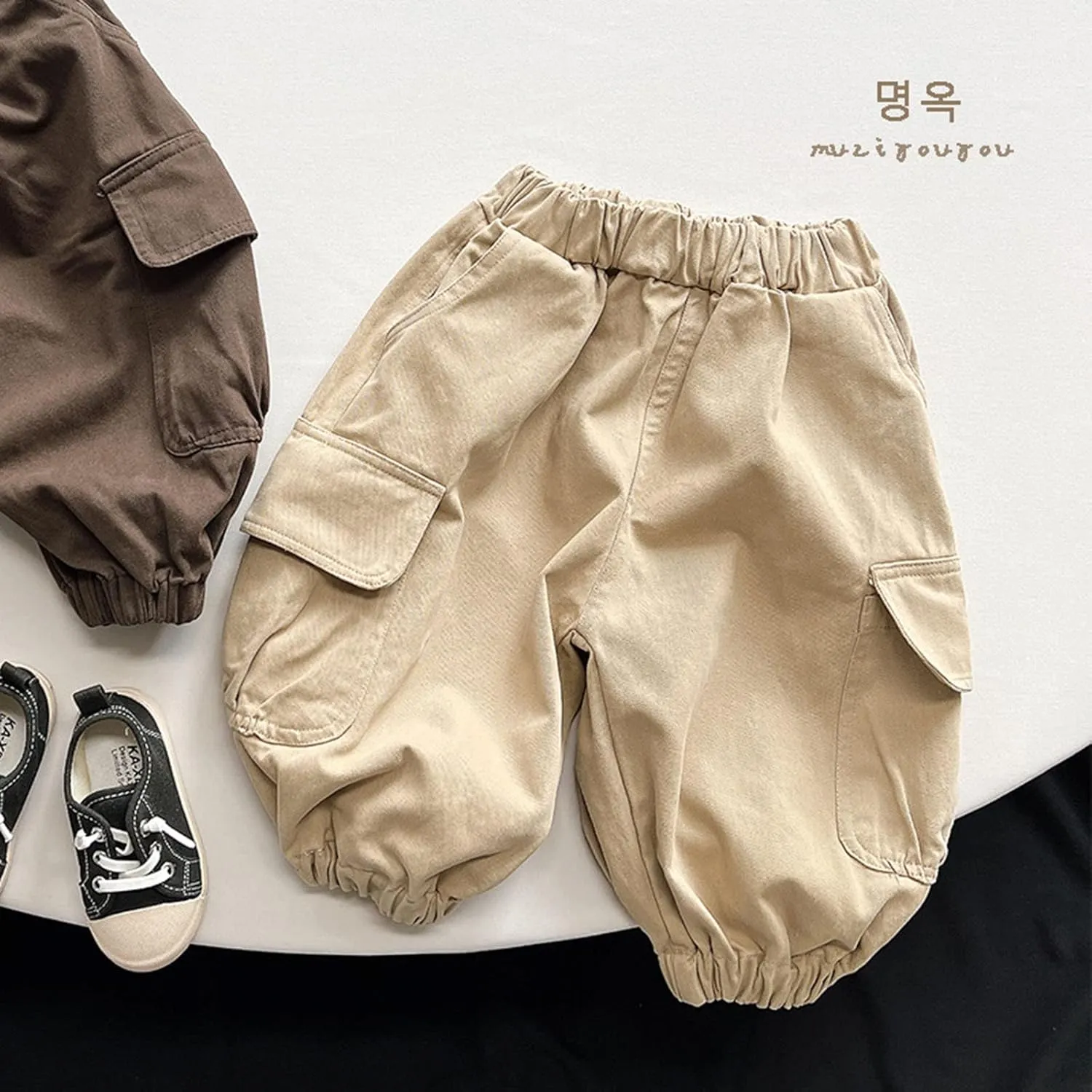 Boys Baggy Cargo Pants Hip Hop Wide Leg Trousers Casual Loose Long Pants Elastic Waisted Streetwear Palazzo Joggers