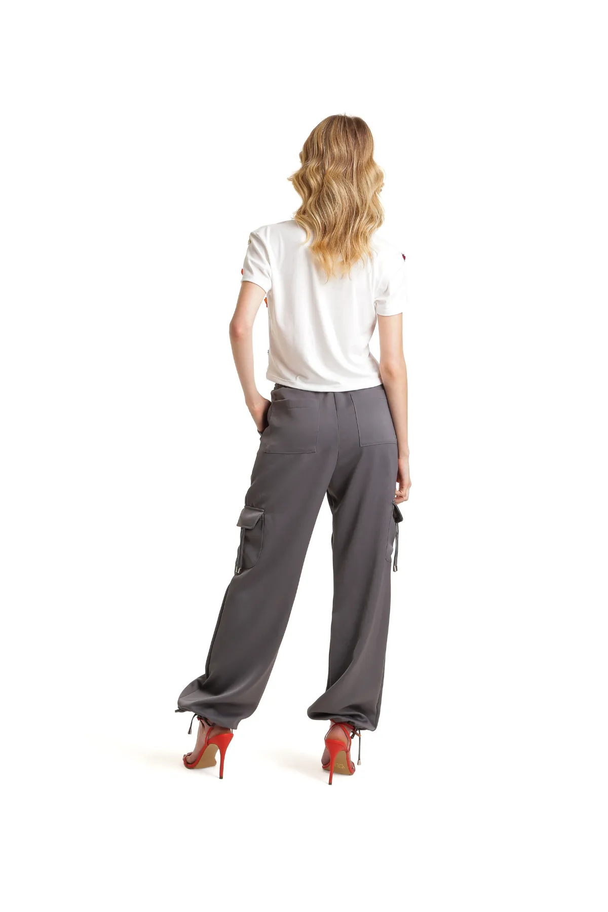 Calça Cargo de Crepe
