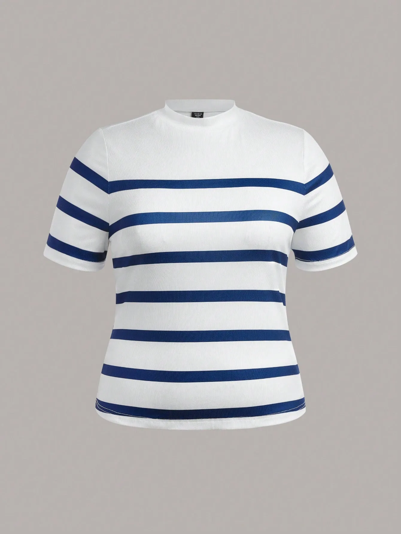 Camiseta De Malha Listrada Plus Size - Destiny