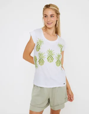 Camiseta Manga Corta Blanco - Piña Verde