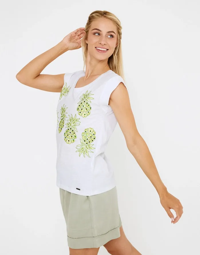 Camiseta Manga Corta Blanco - Piña Verde
