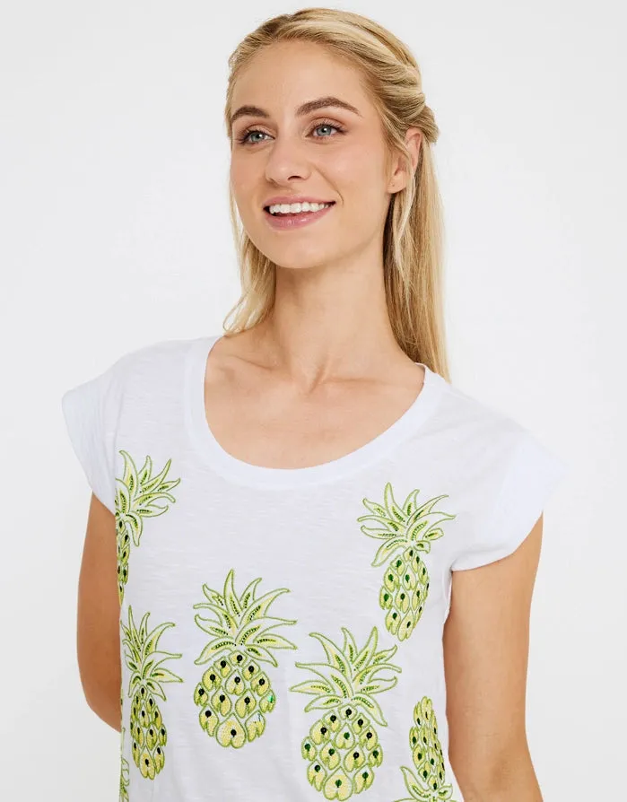 Camiseta Manga Corta Blanco - Piña Verde