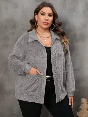 Casaco Flanelado De Bolso Duplo Plus Size - Hana