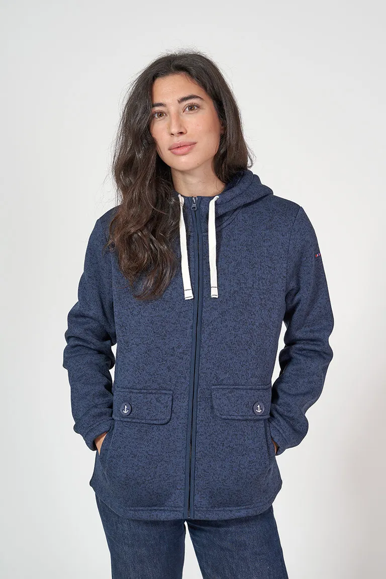 Chaqueta fleece polar con capucha y bolsillos