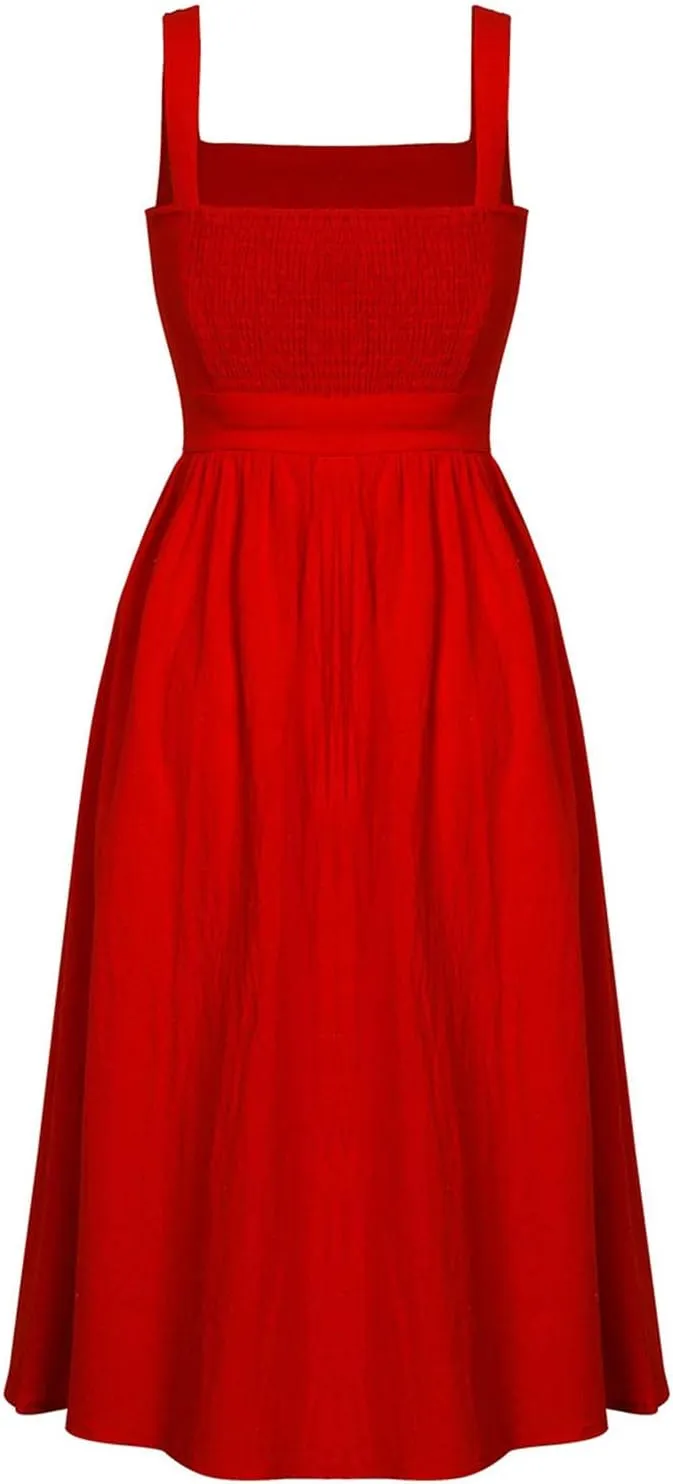 Church Dresses for Women 2025 Casual Tiered Beach Sundress Fit & Flare Flowy V Neck Sleeveless Swing Long Dress