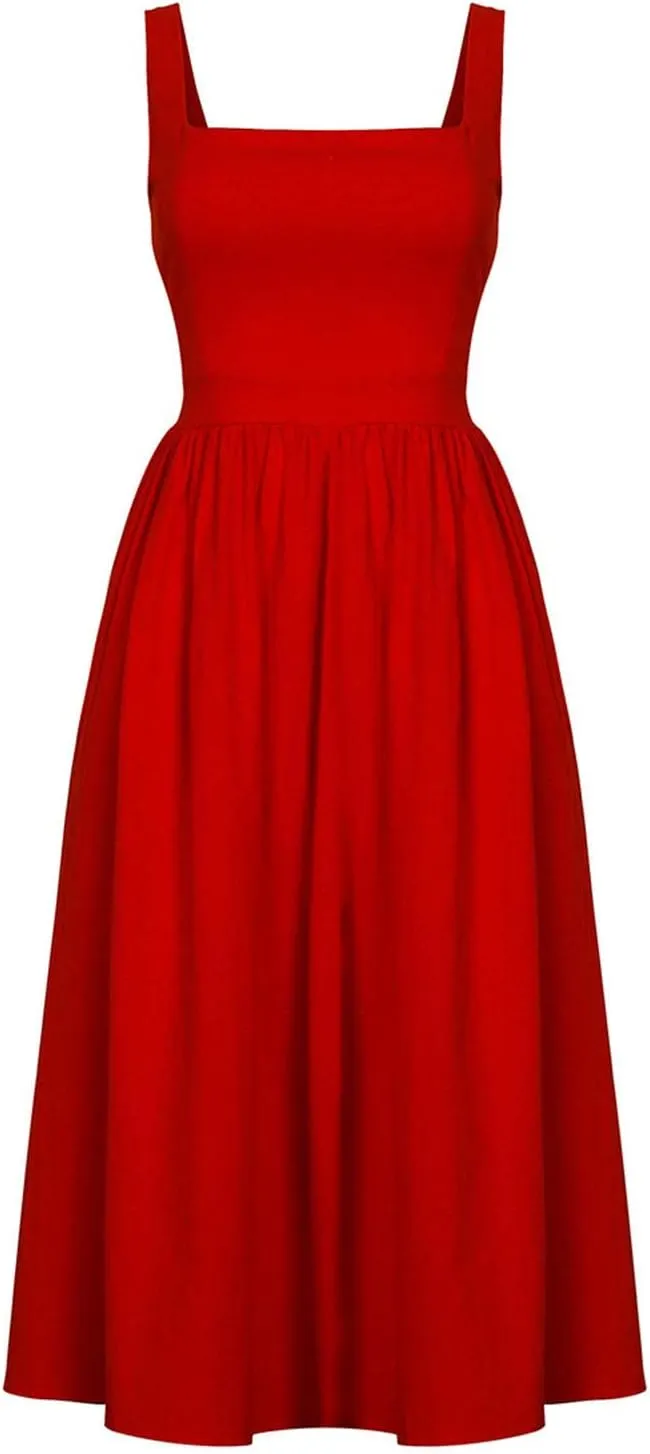 Church Dresses for Women 2025 Casual Tiered Beach Sundress Fit & Flare Flowy V Neck Sleeveless Swing Long Dress