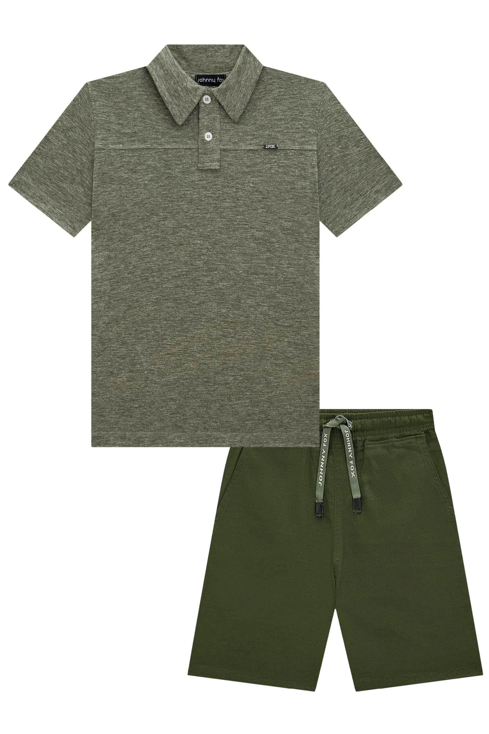 Conjunto de Camisa Polo em Malha Molinê e Bermuda em Linho Panamá com Elastano  75036 Johnny Fox