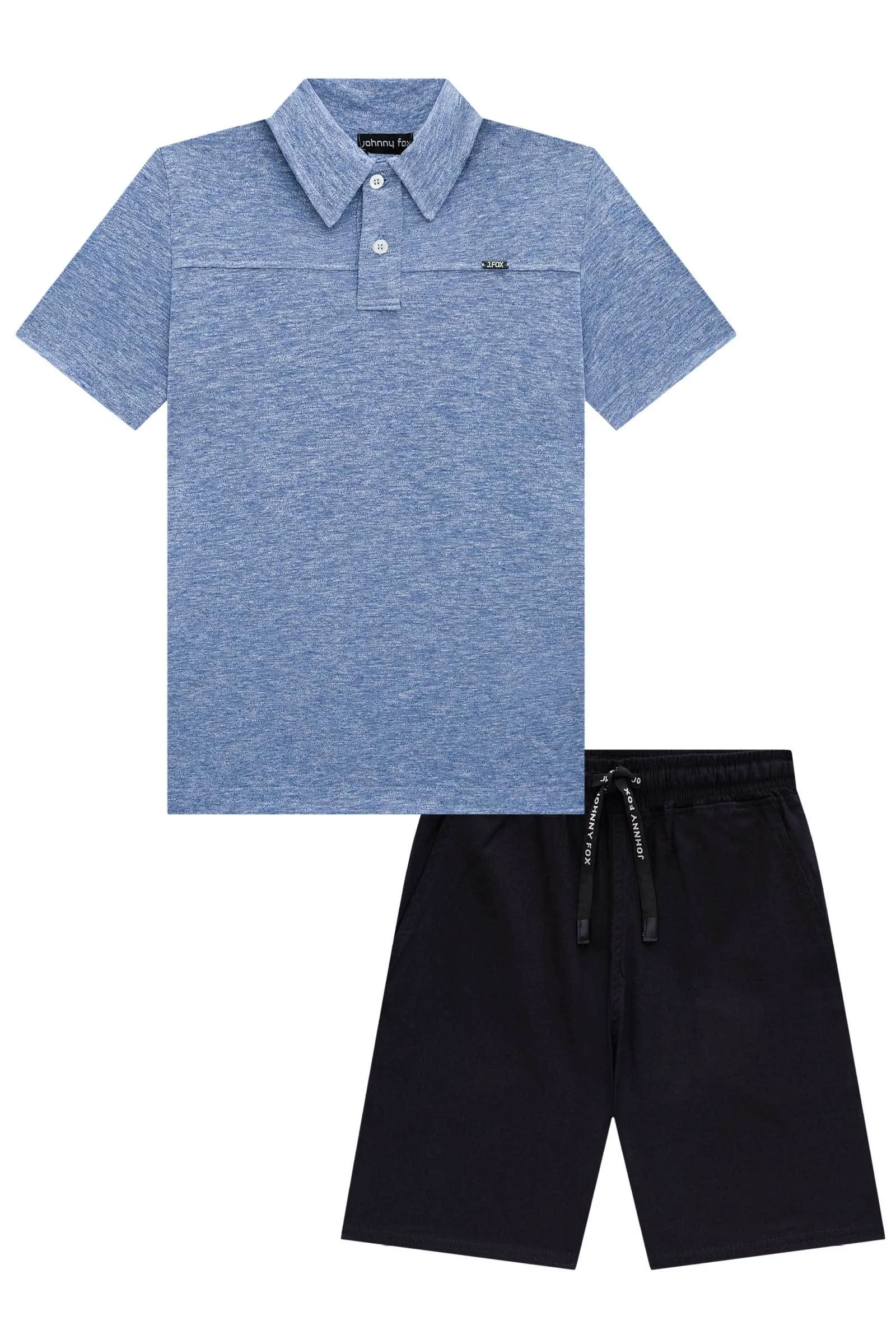 Conjunto de Camisa Polo em Malha Molinê e Bermuda em Linho Panamá com Elastano  75036 Johnny Fox