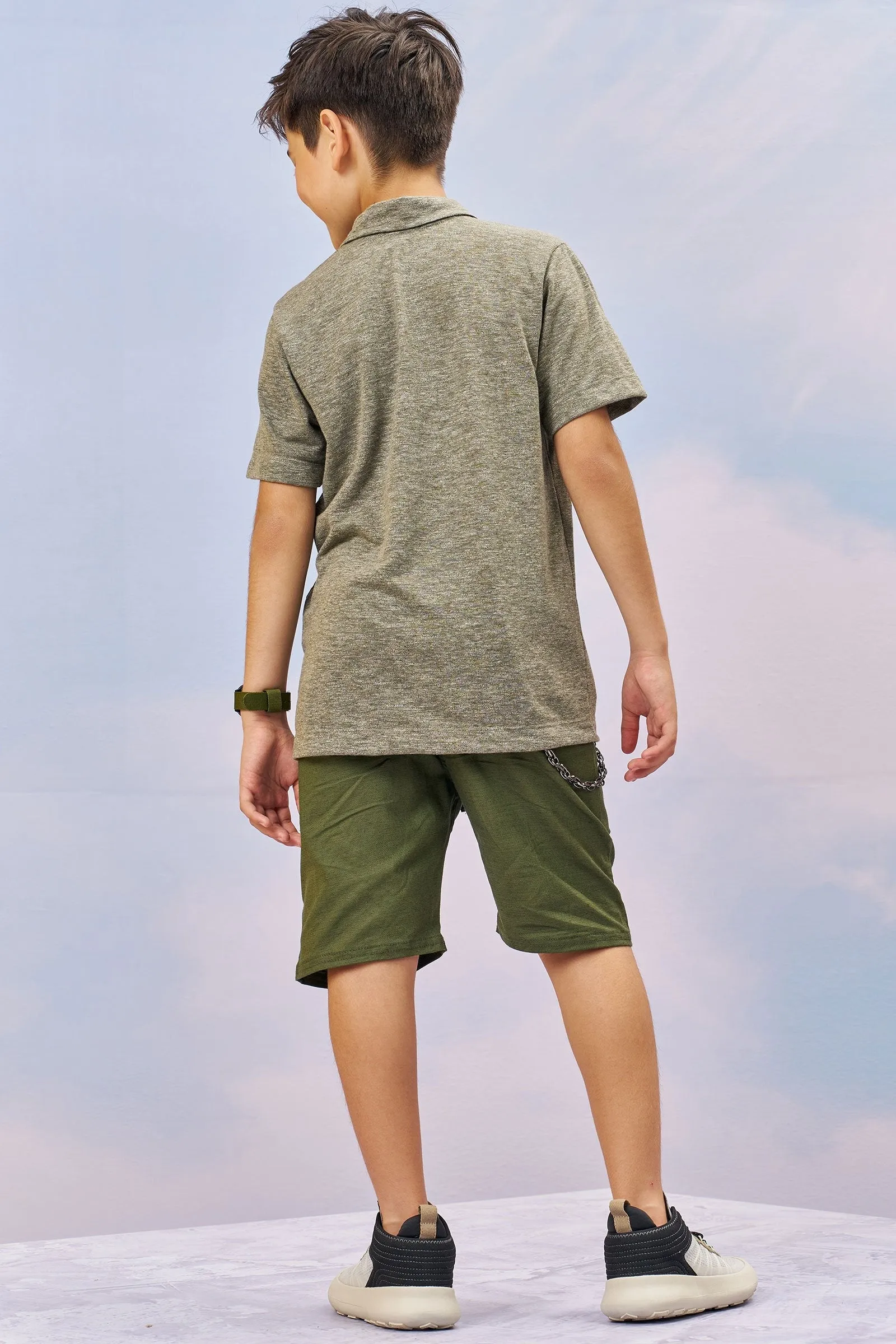 Conjunto de Camisa Polo em Malha Molinê e Bermuda em Linho Panamá com Elastano  75036 Johnny Fox