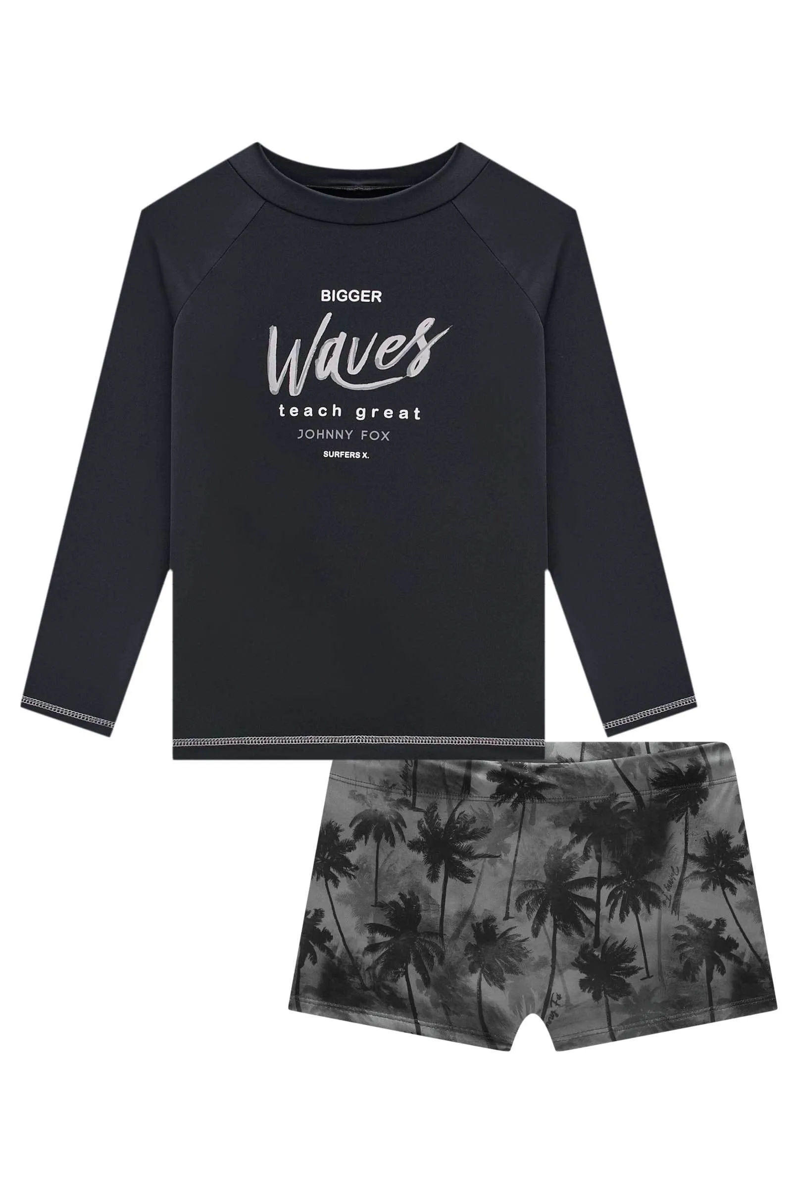 Conjunto de Camiseta e Sunga em Malha Uv Dry com Proteção Uv 50  80192 Johnny Fox