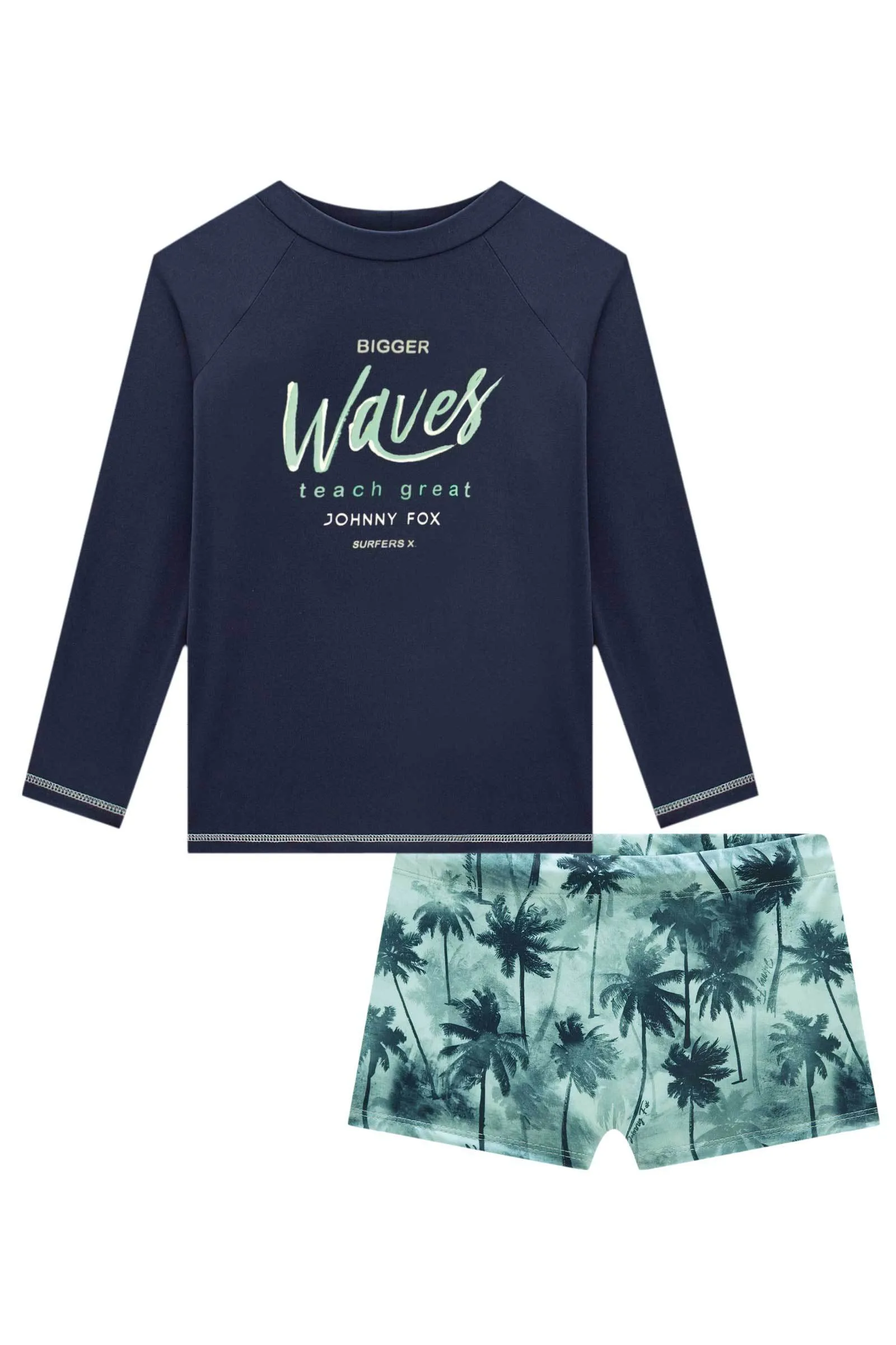 Conjunto de Camiseta e Sunga em Malha Uv Dry com Proteção Uv 50  80192 Johnny Fox