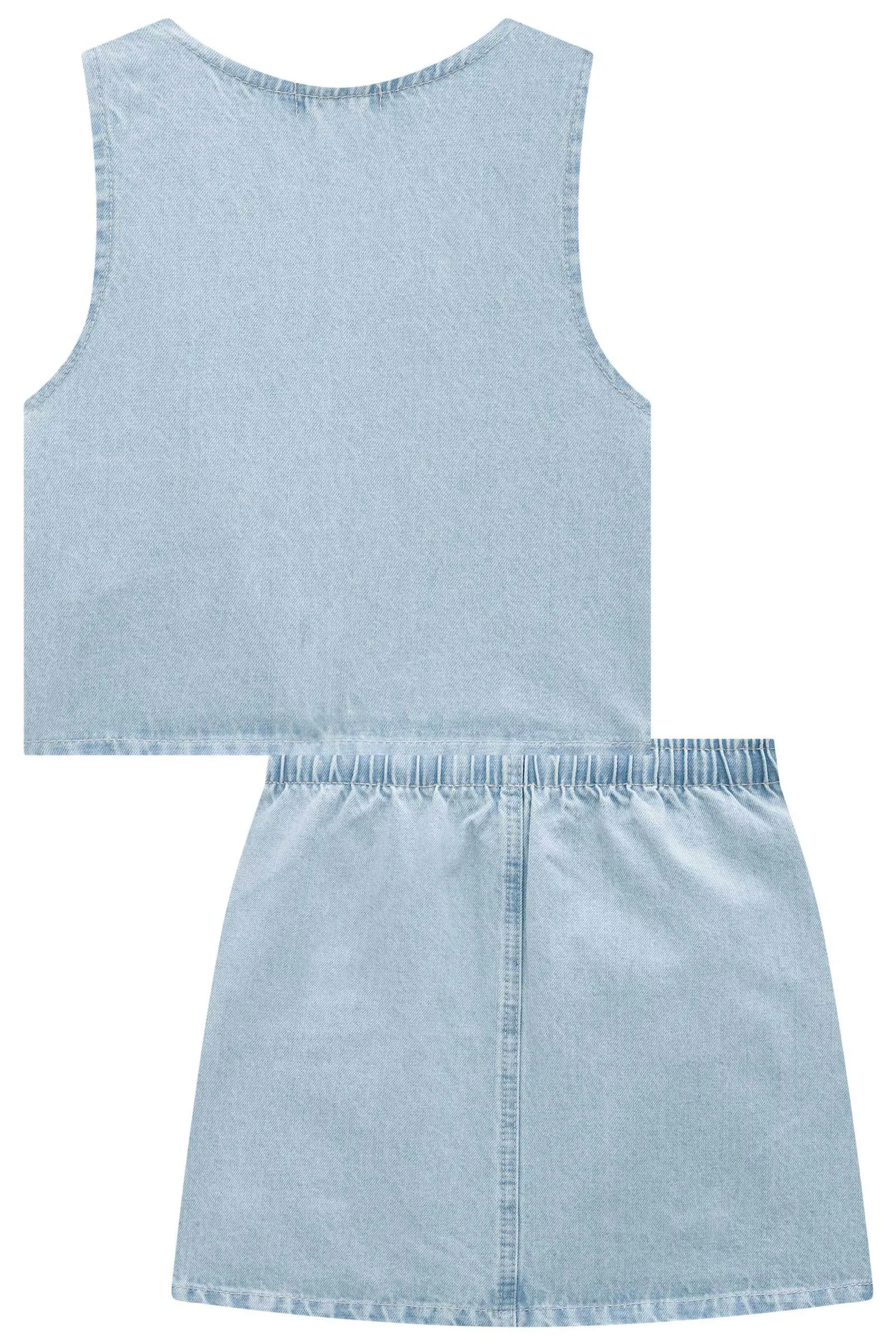 Conjunto de Colete e Saia em Jeans Arkansas 73994 Vic&Vicky
