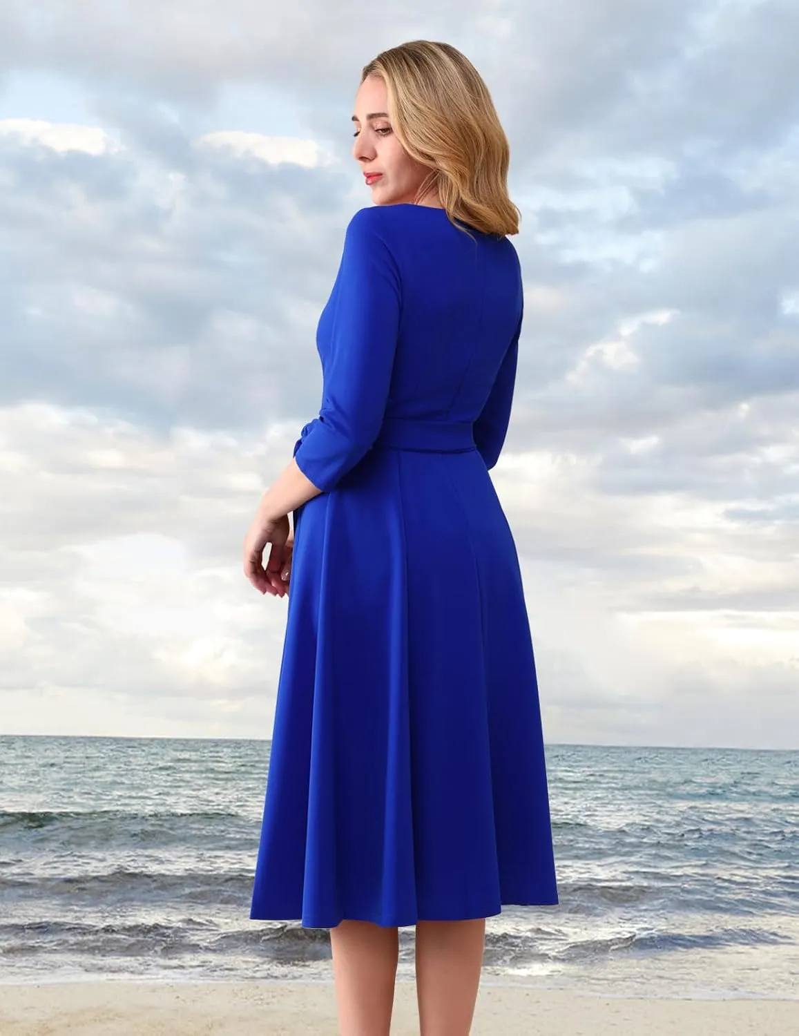 DRESSTELLS Cocktail Dresses for Women, Vintage Wedding Guest 3/4 Sleeves Formal Church Dress, Summer 2025