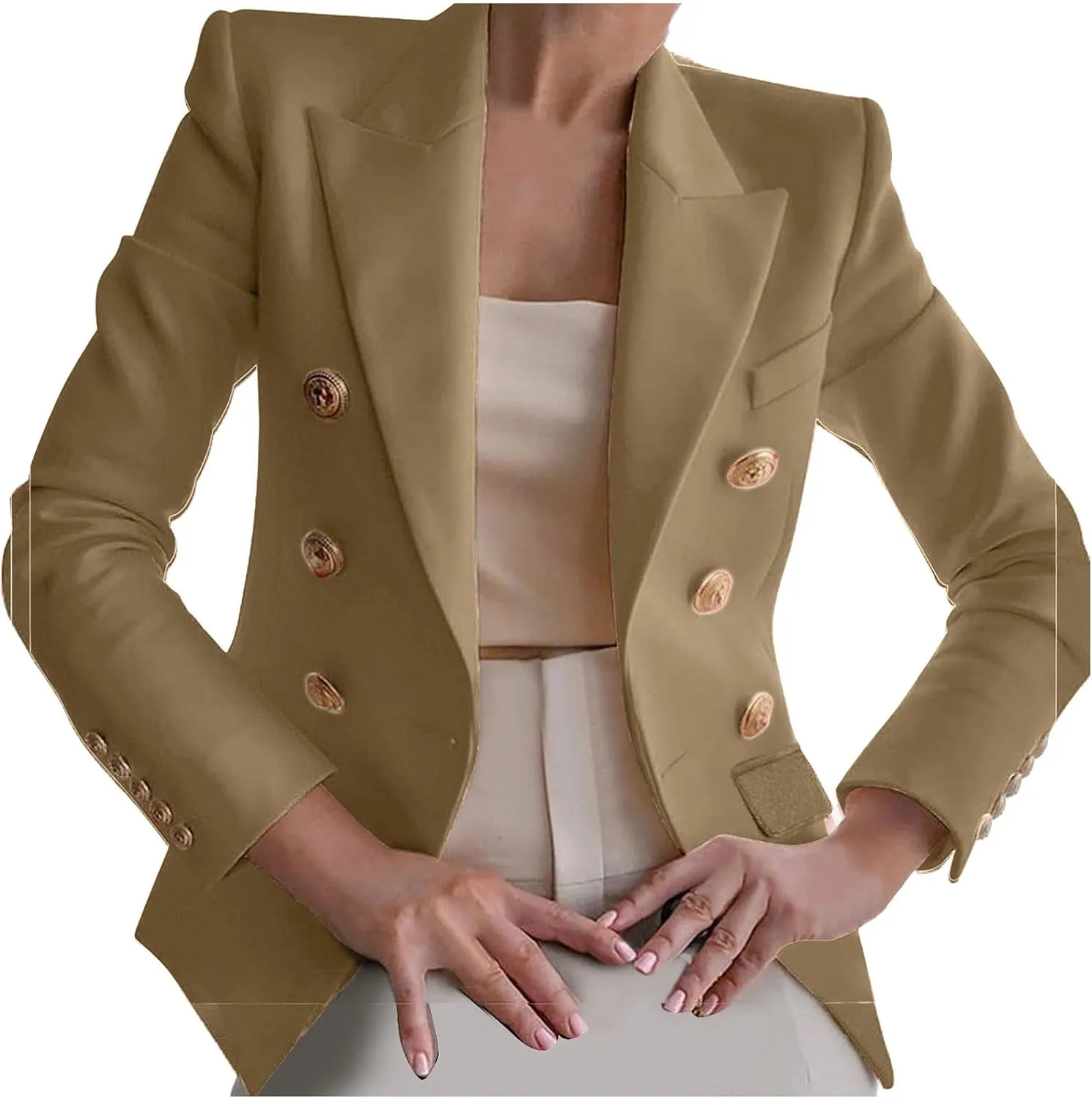 Elegant Business Office Work Blazer for Women Ladies Solid Button Suit Jacket Long Sleeve Slim Fit Formal Coat
