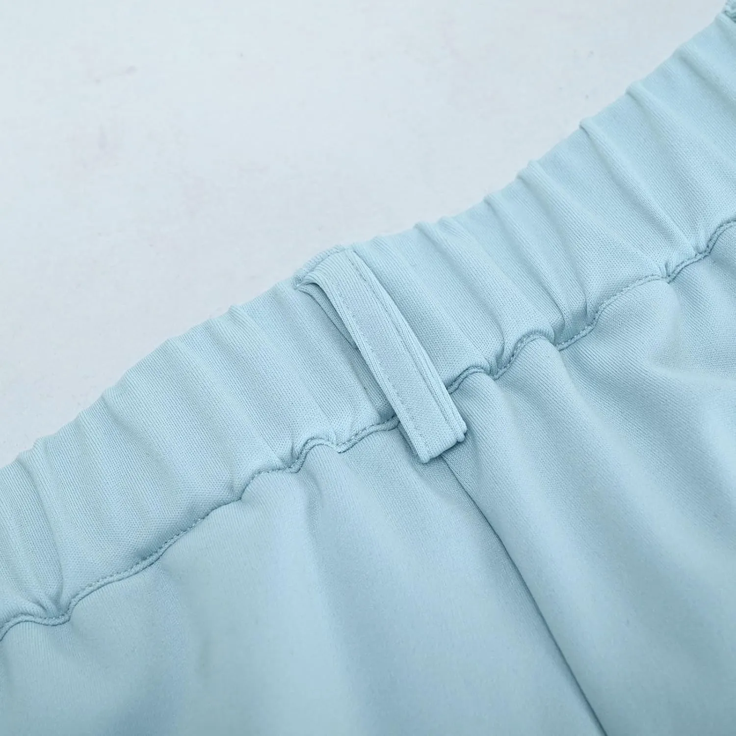 Girls Linen Palazzo High Elastic Waist Casual Trousers Straight Wide Leg Pants Business Lounge Y2k