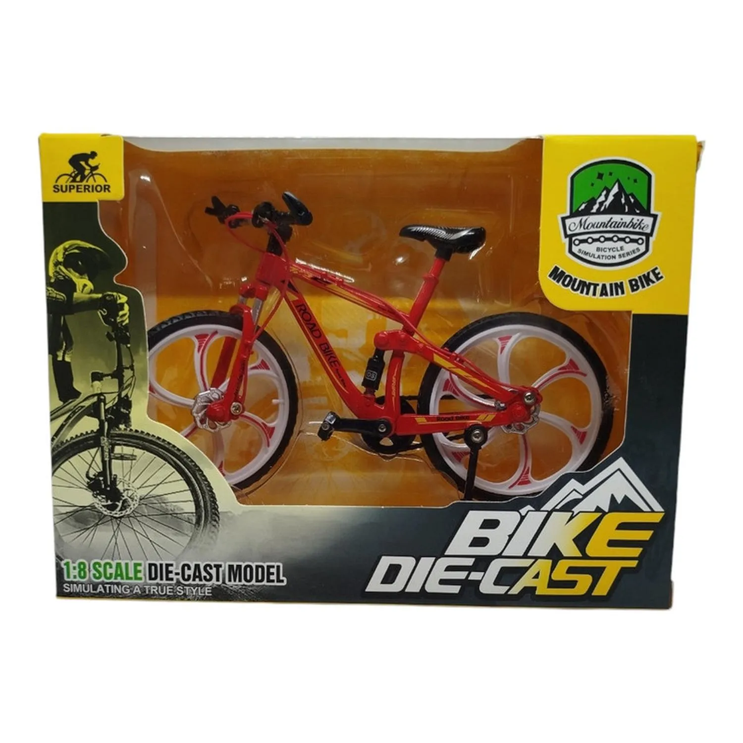 Jada Toys Vehículo Bicicleta Roja Llanta Negra Rin Blanco Escala 1:8 Mountain Bike