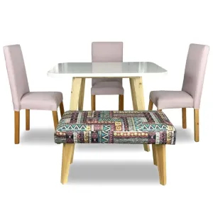 Juego de Comedor  Nordico 5 Puestos Tela Palo De Rosa Decorativo