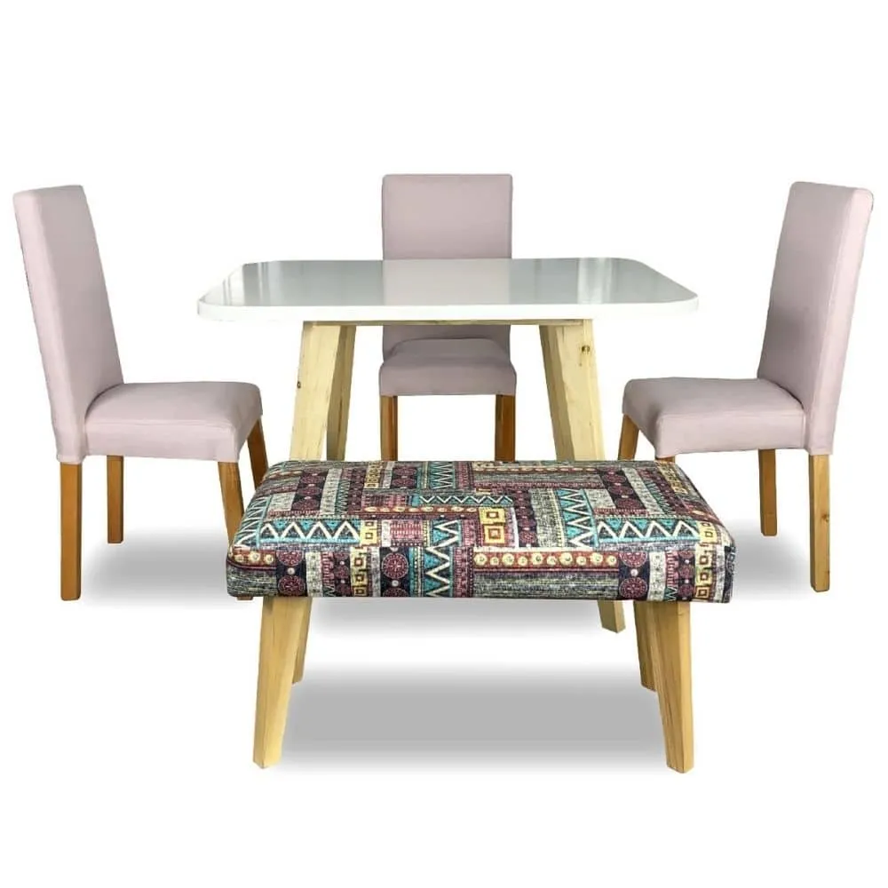 Juego de Comedor  Nordico 5 Puestos Tela Palo De Rosa Decorativo