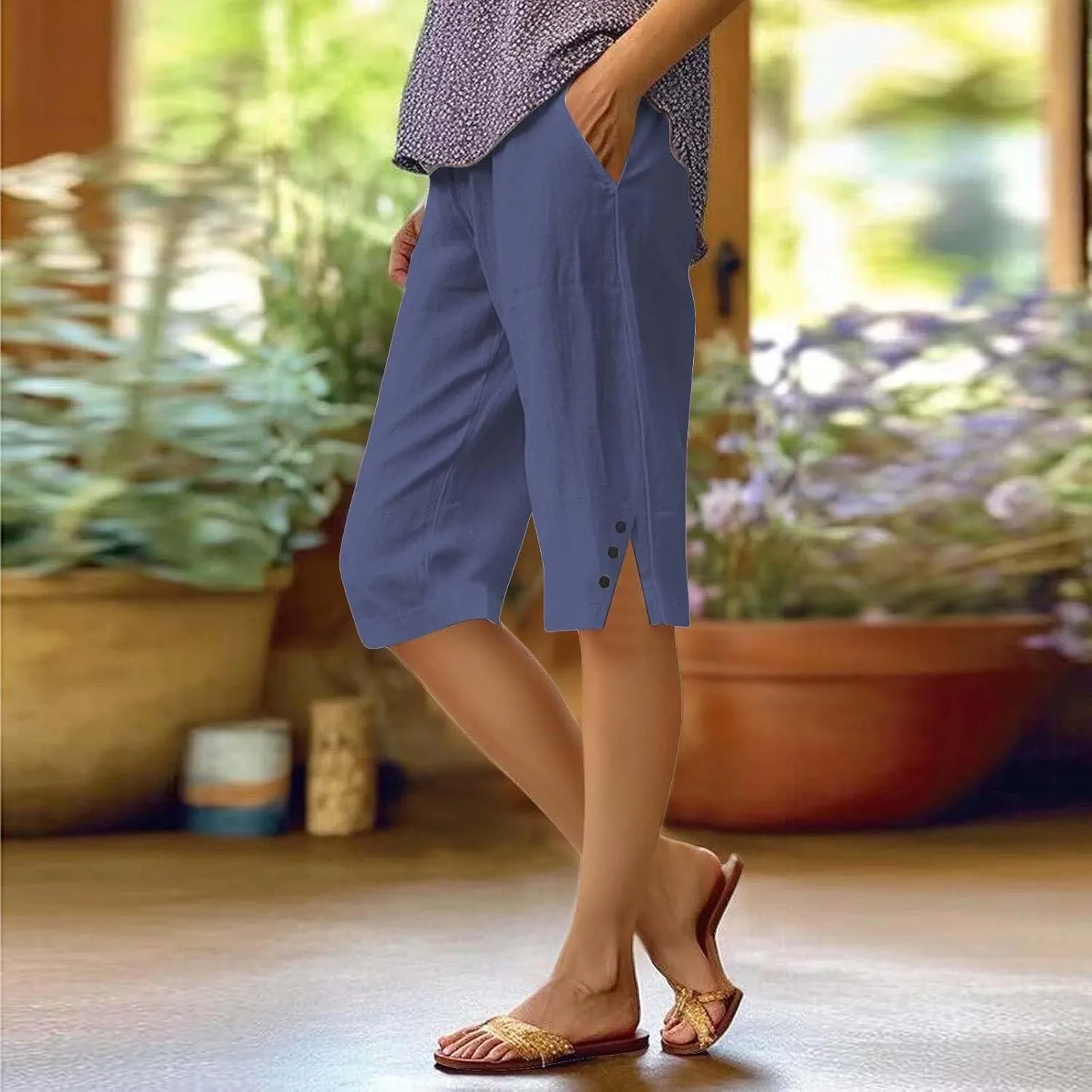 Leggings with Pockets for Women Pants Long Drawstring Linen Women Waist High Waisted Wide Leg Long Lounge Trousers
