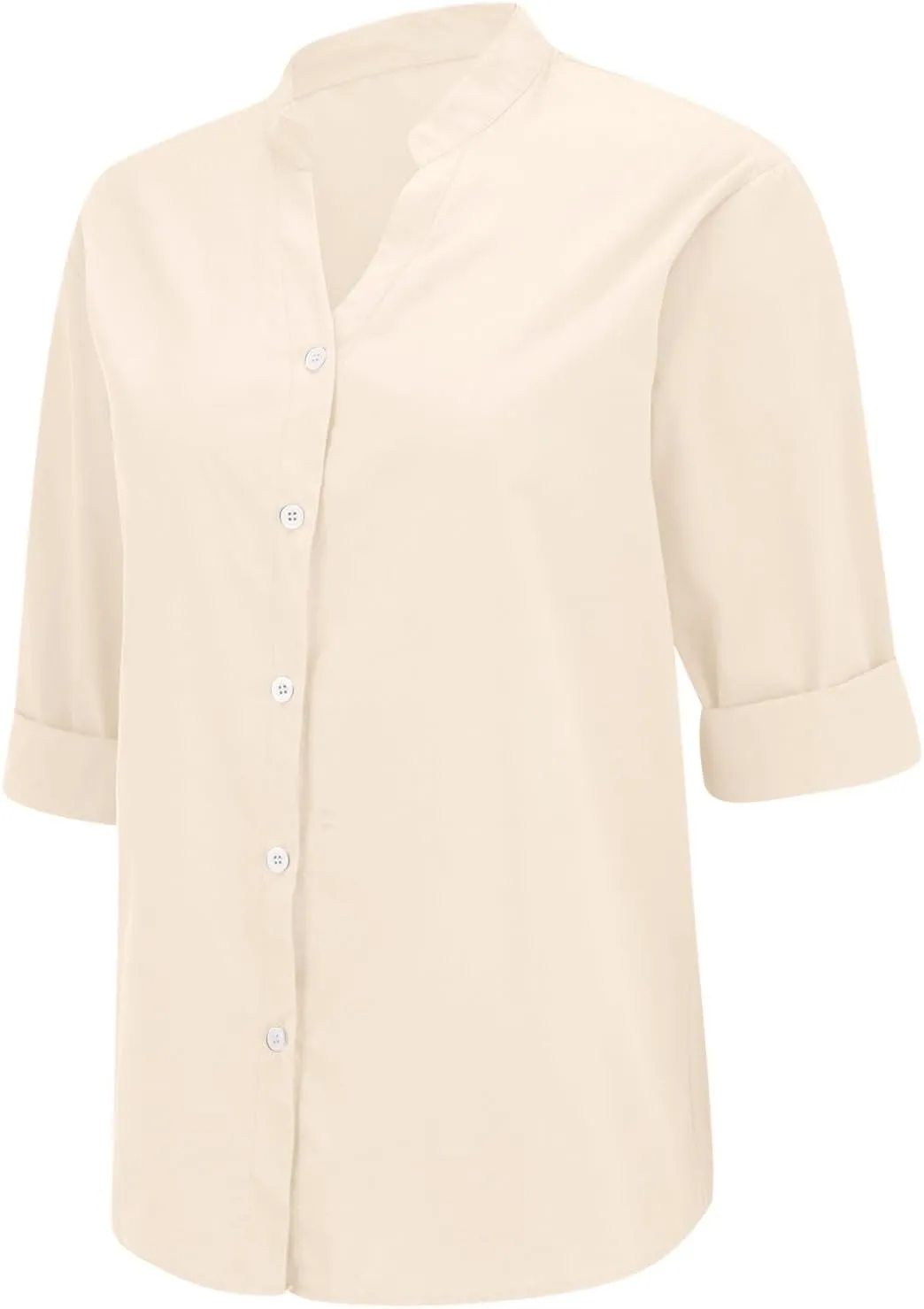 Linen Shirts for Women Summer Boho Short Tops Elbow Sleeve Button Dress Shirt Plus Size Casual Vneck Loose Work Shirt
