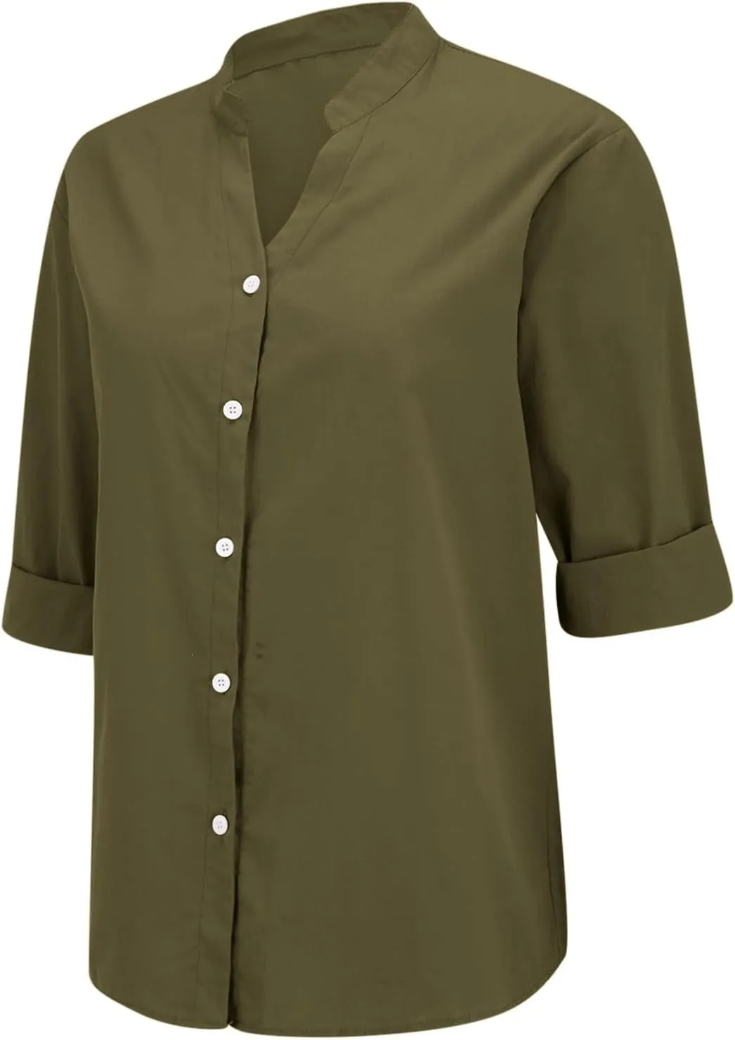 Linen Shirts for Women Summer Boho Short Tops Elbow Sleeve Button Dress Shirt Plus Size Casual Vneck Loose Work Shirt