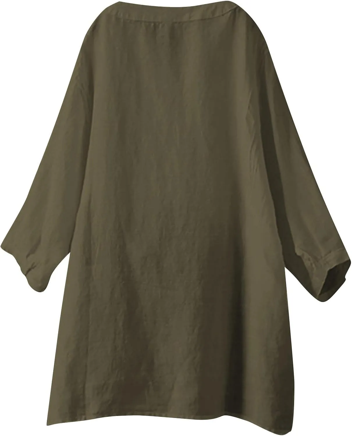 Linen Shirts for Women Summer Boho Short Tops Elbow Sleeve Button Dress Shirt Plus Size Casual Vneck Loose Work Shirt