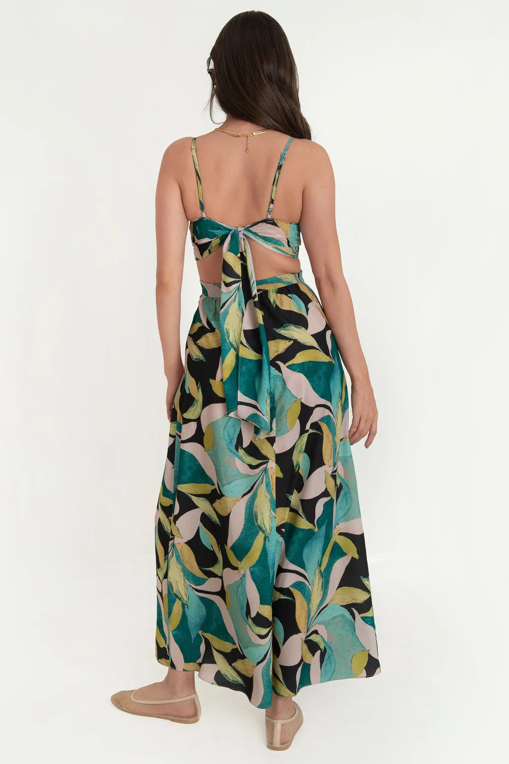Maxi vestido estampado escote con argolla cut out