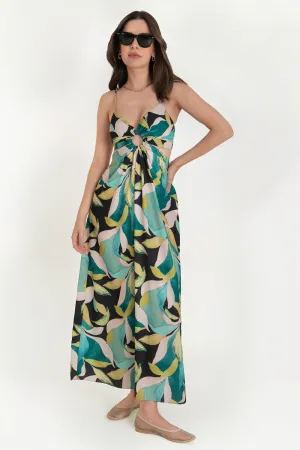 Maxi vestido estampado escote con argolla cut out