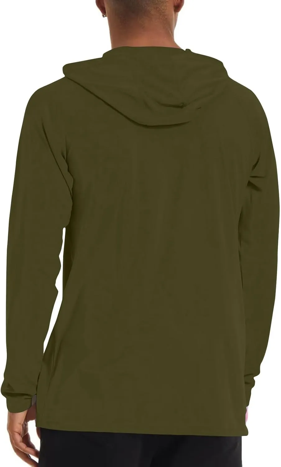 Men UPF 50  Sun Protection Hoodie Shirt Long Sleeve UV SPF Quick Dry Hood T-Shirt Rash Guard Athletic Fishing Outdoor