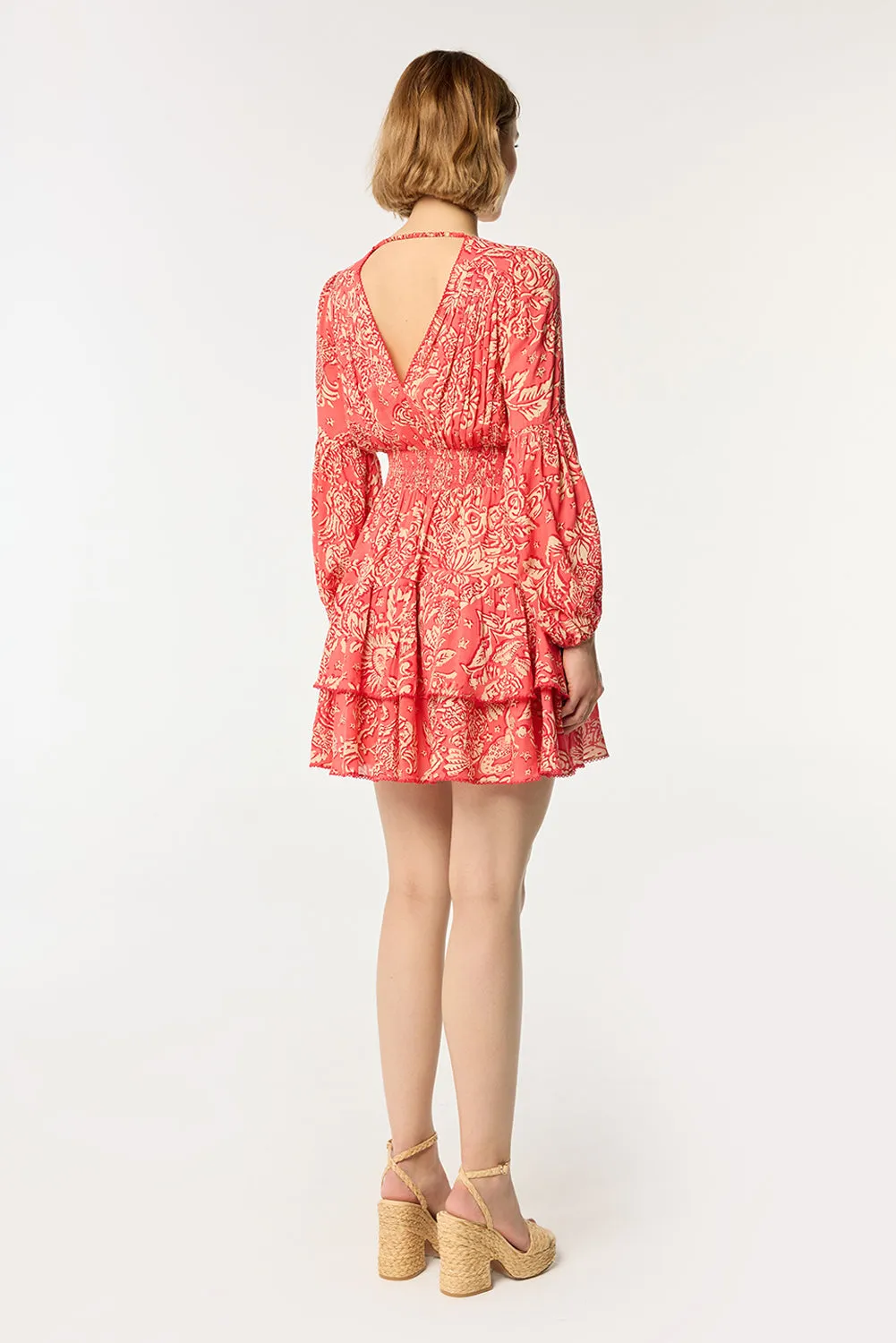 Mini Dress Chiara - Pink Oriental Foulard