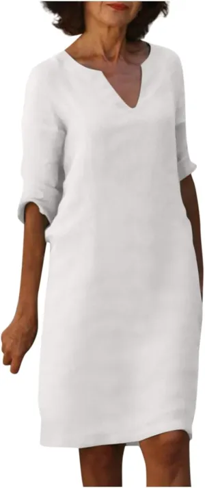 OIOLOYJM Plus Size Summer Dresses for Women 2025 Plus Size Dresses for Curvy Women 3/4 Sleeve Casual Boho Kaftan Dresses