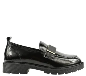 Pantofi casual, dama, PASS COLLECTION, X400007-01 negru, piele lacuita