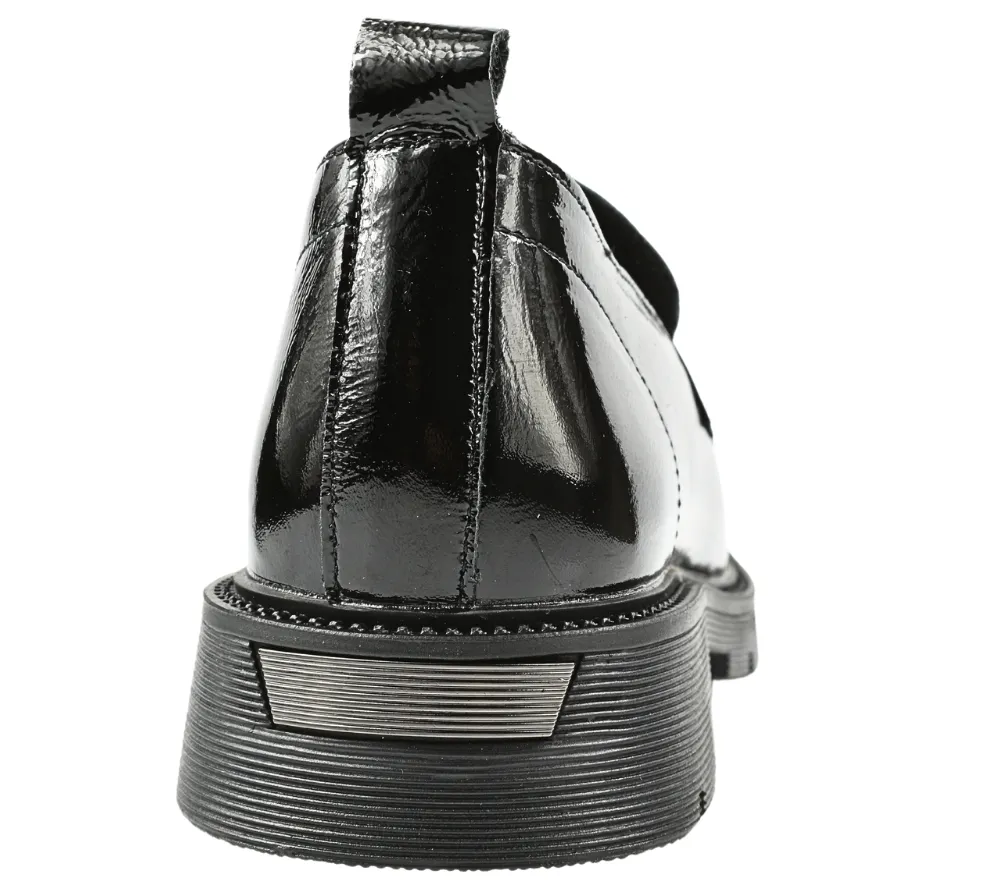 Pantofi casual, dama, PASS COLLECTION, X400007-01 negru, piele lacuita