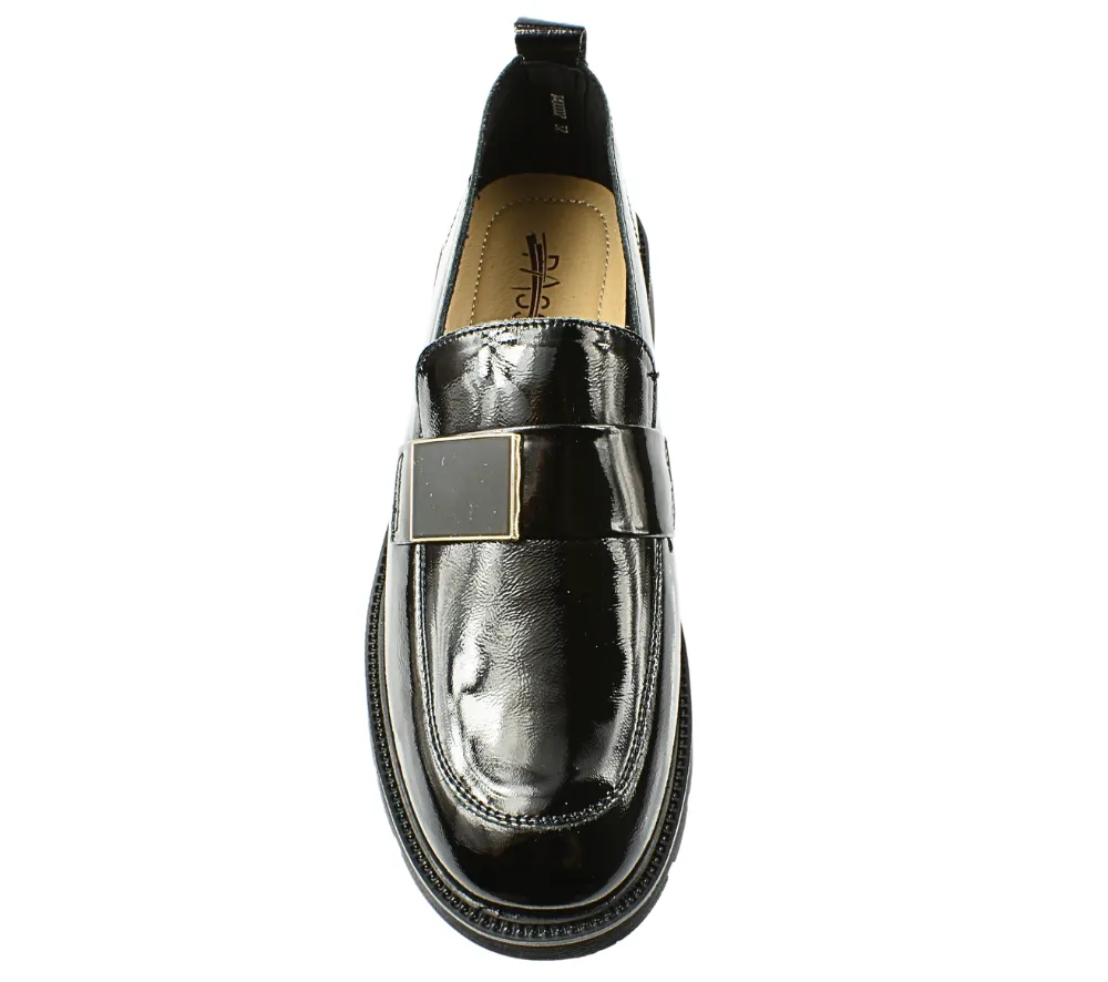Pantofi casual, dama, PASS COLLECTION, X400007-01 negru, piele lacuita