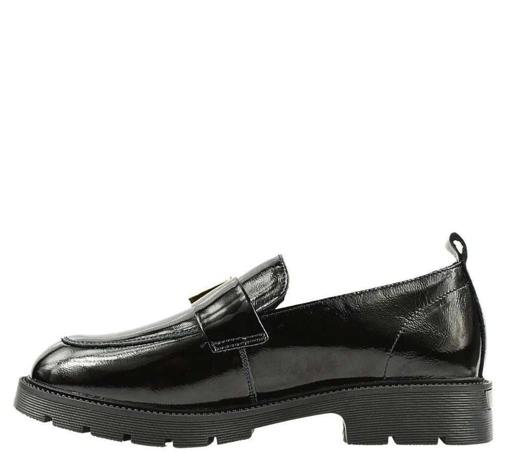 Pantofi casual, dama, PASS COLLECTION, X400007-01 negru, piele lacuita