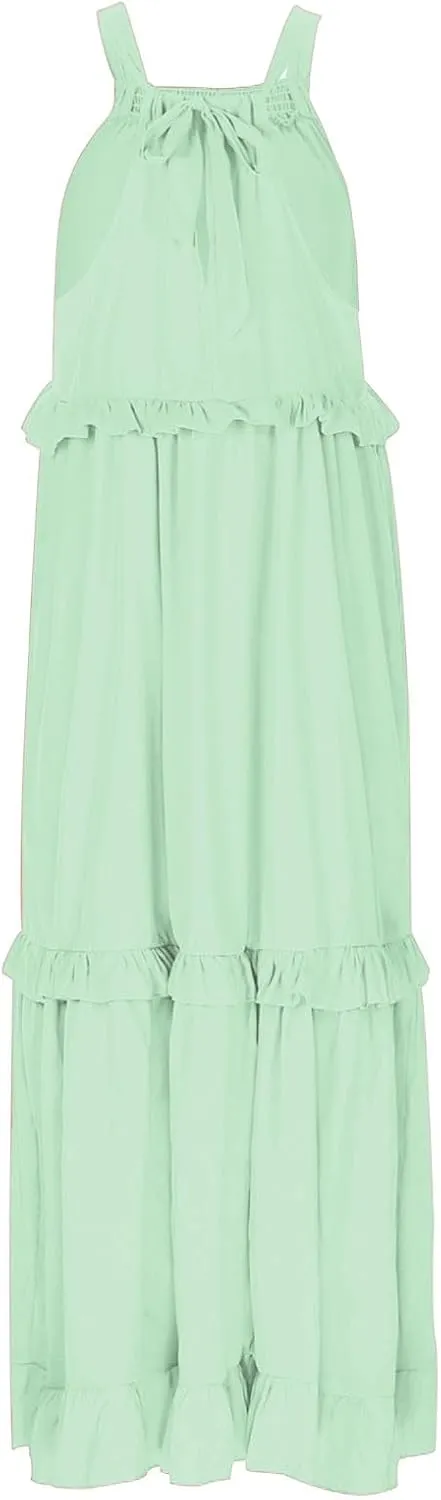 Plus Size Dresses for Curvy Women Casual Slip Tank Dresses Spaghetti Strap Flowy Maxi Long Plus Size Dresses
