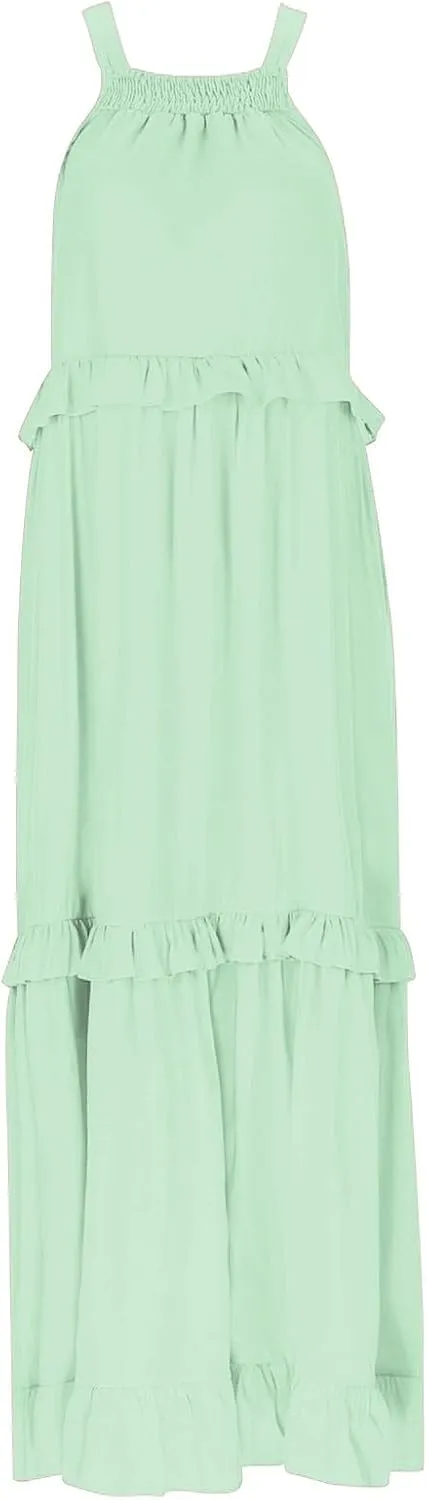 Plus Size Dresses for Curvy Women Casual Slip Tank Dresses Spaghetti Strap Flowy Maxi Long Plus Size Dresses