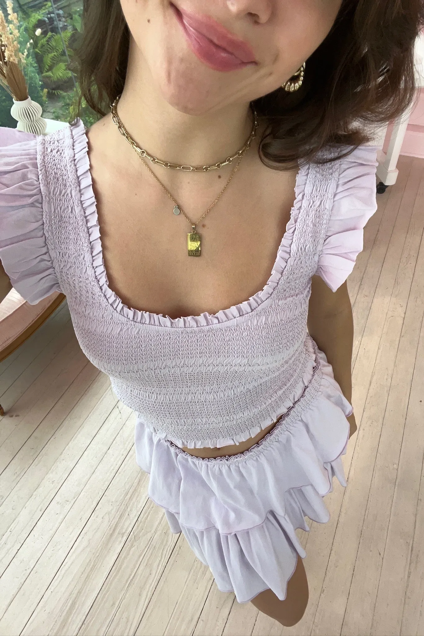 Ruffle Mini Skirt ~ Lilac Bloom
