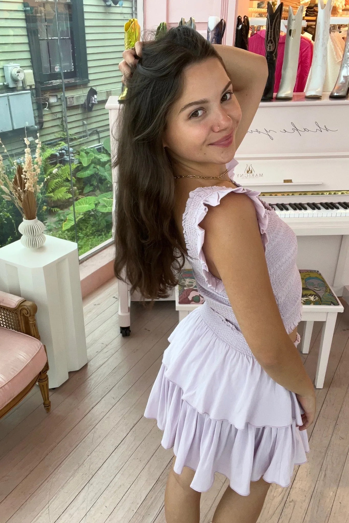 Ruffle Mini Skirt ~ Lilac Bloom