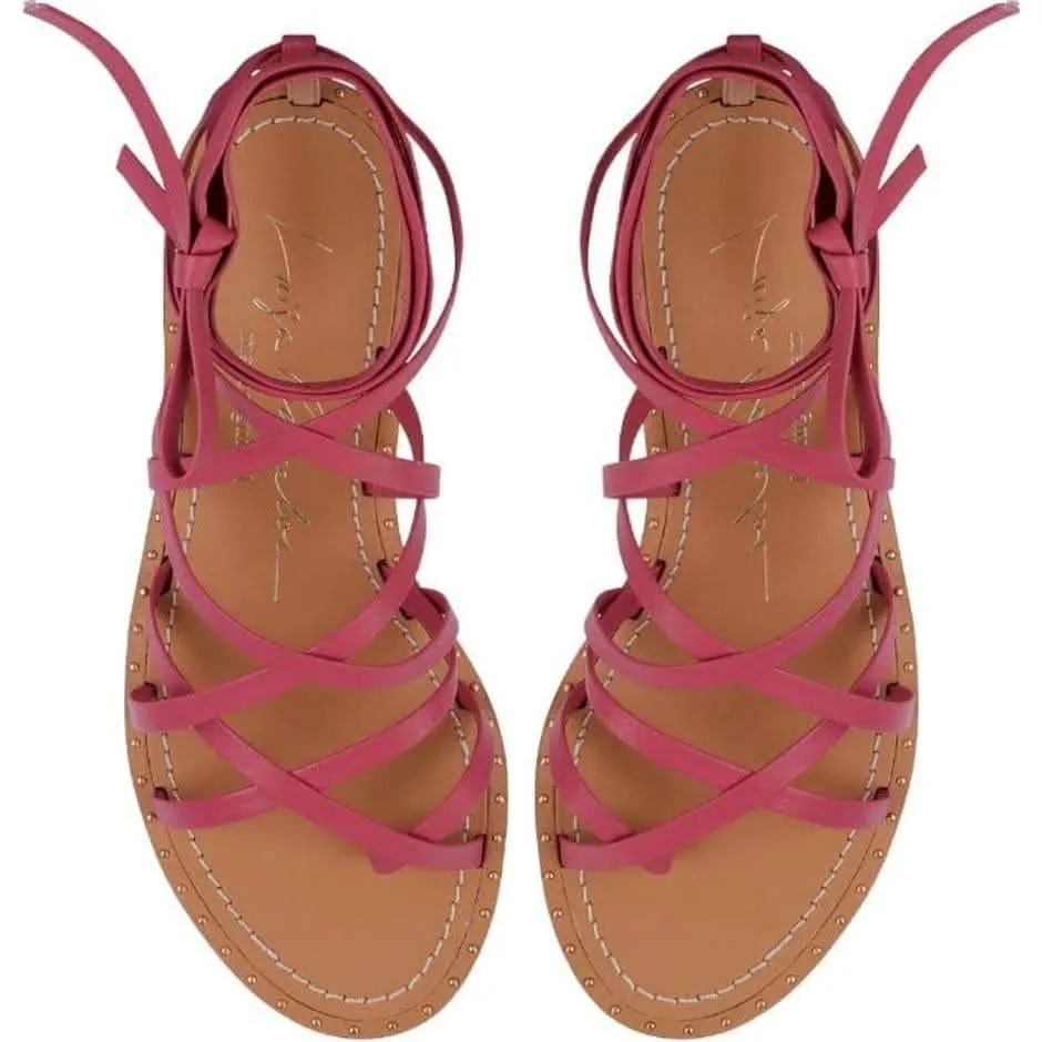 Sandália Rasteira Capri Amarrações Rosa