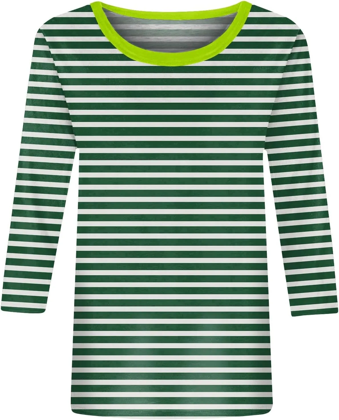 slqdgmryz 3/4 Length Sleeve Womens Tops Summer Three Quarter Striped Shirts Dressy Casual Printed Tunic Tops Women Blouses