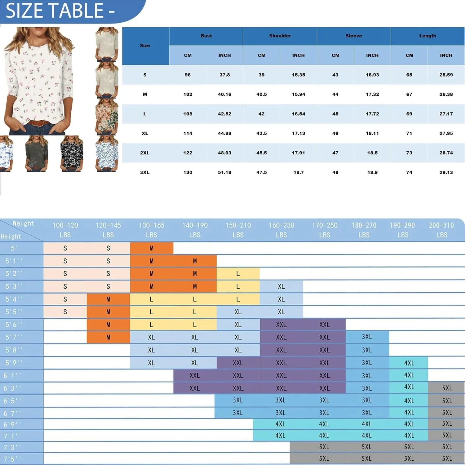 slqdgmryz 3/4 Length Sleeve Womens Tops Summer Three Quarter Striped Shirts Dressy Casual Printed Tunic Tops Women Blouses