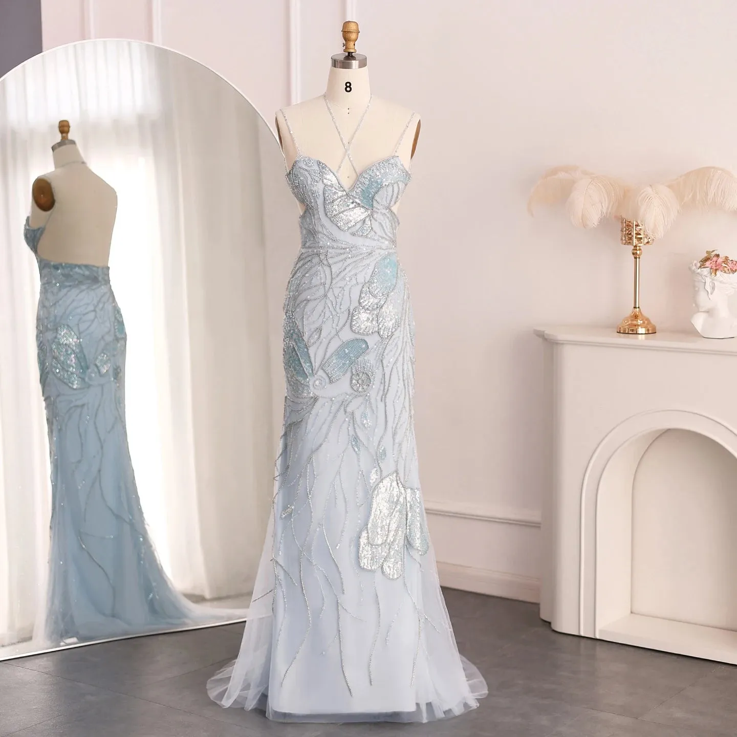 Vestido de Festa Longo com Alças Finas Floral - Modelo Especial